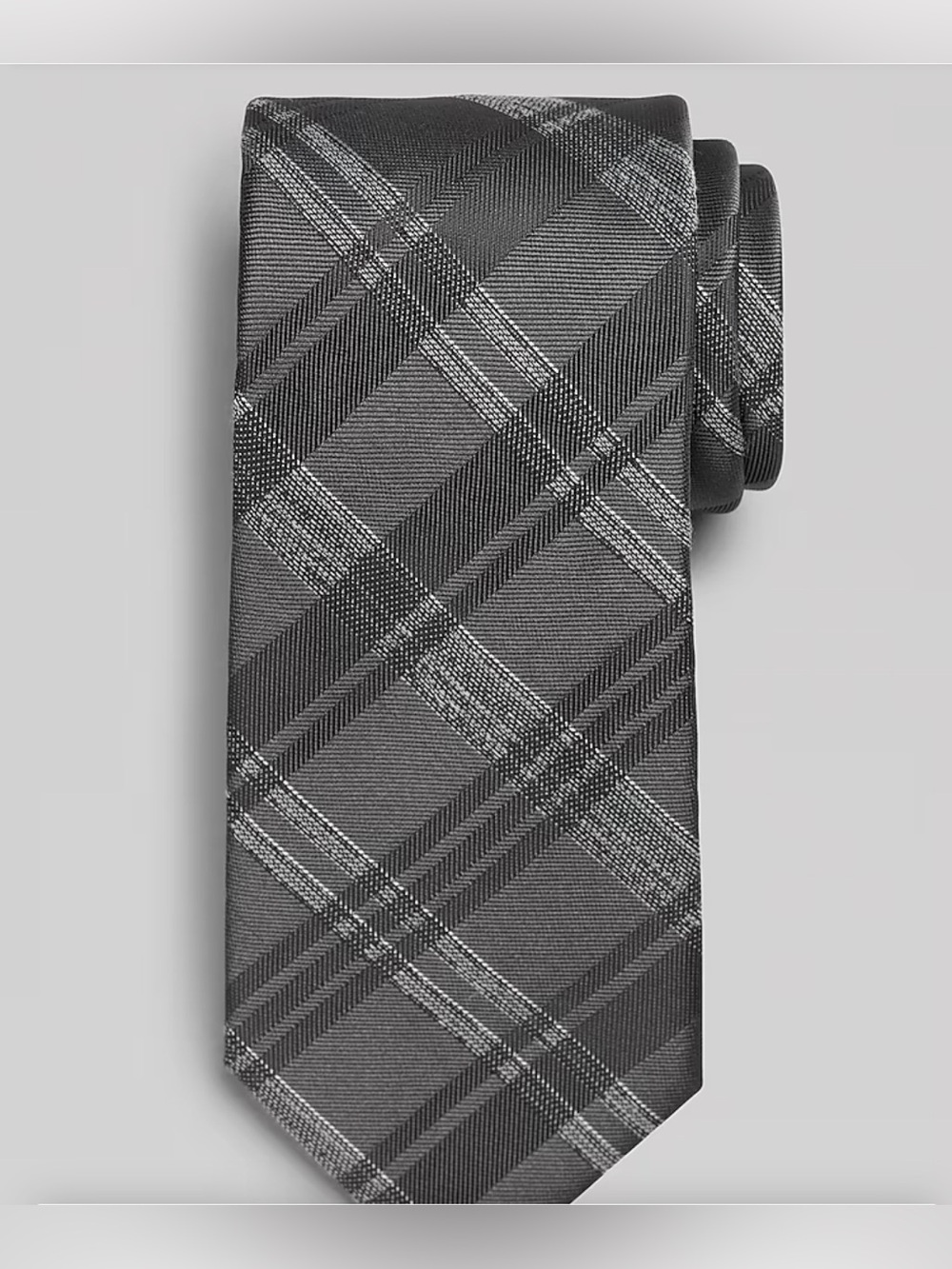 NWOT Calvin Klein Men’s Modern Tie Grey Plaid Silk Blend